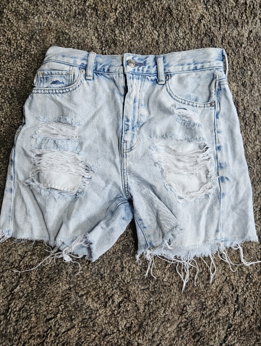 American Eagle Outfitters Light Blue Distressed Denim Jean Shorts